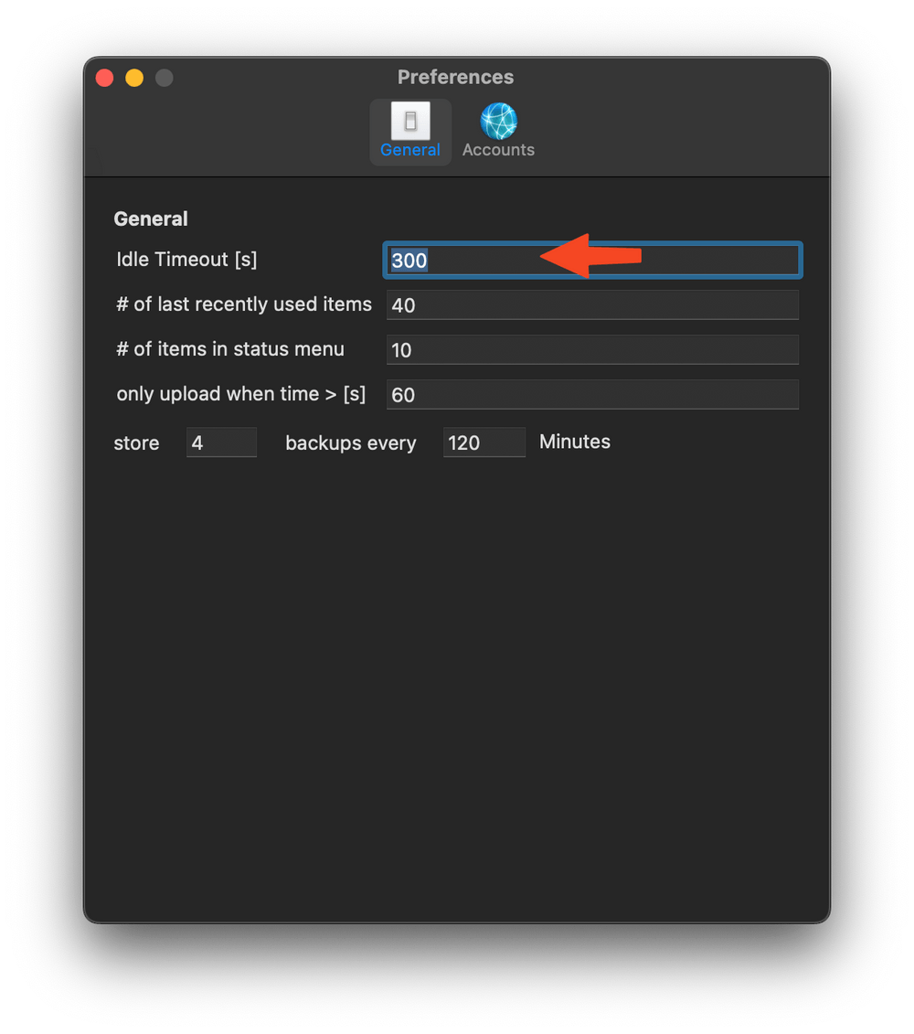 Idle time configuration